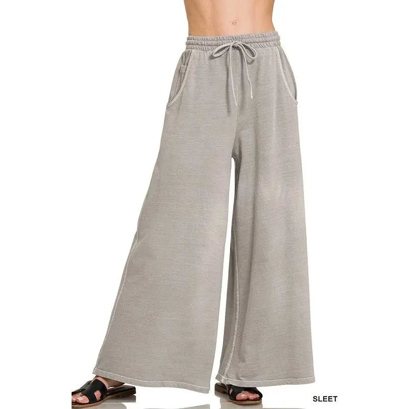 French Terry Enzyme Wash Pants - LECCE