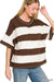 French Terry Striped Exposed Seam Top - Chocolate
