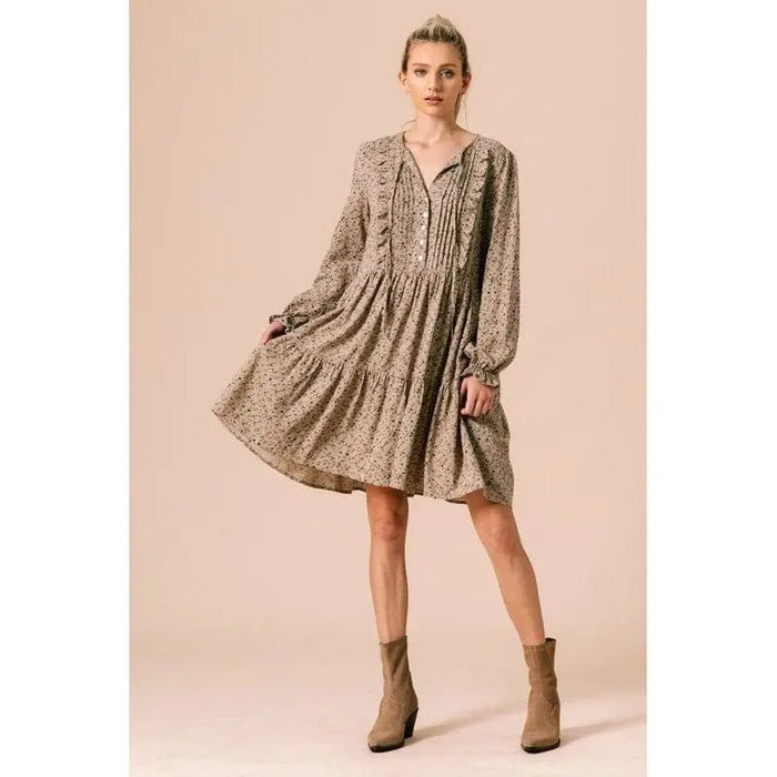 Frilled Printed Dress - LECCE
