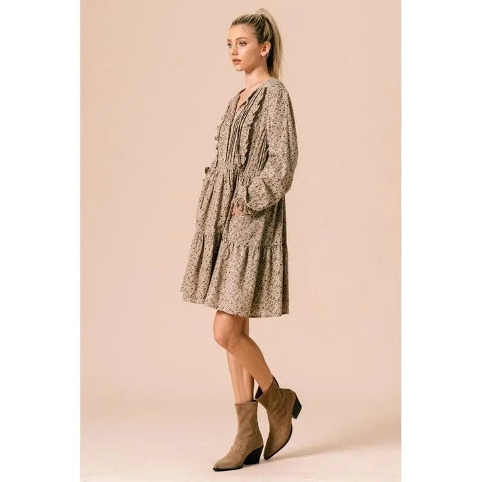 Frilled Printed Dress - LECCE