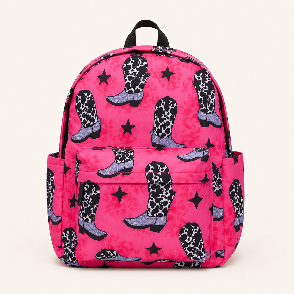 Fuchsia Boots Patter Backpack