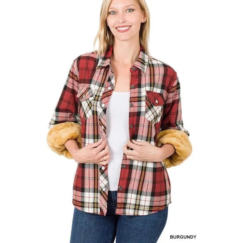 Fur Lined Plaid Shirt - LECCE