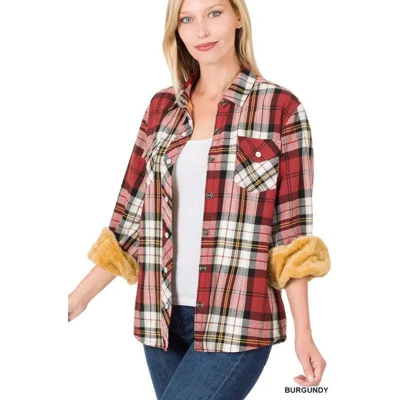 Fur Lined Plaid Shirt - LECCE