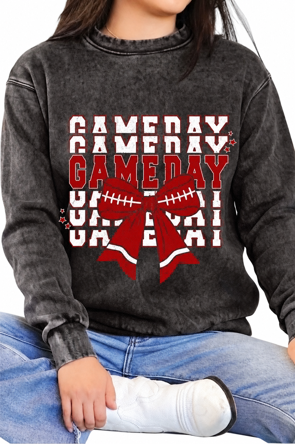 Game Day Bow Mineral Graphic Sweatshirt