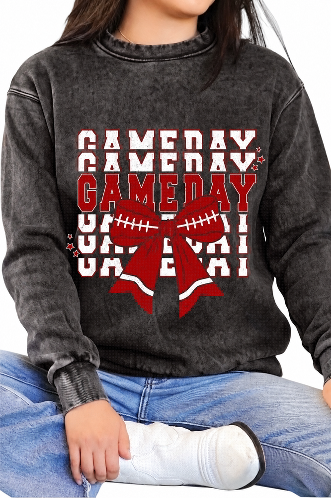 Game Day Bow Mineral Graphic Sweatshirt on white background