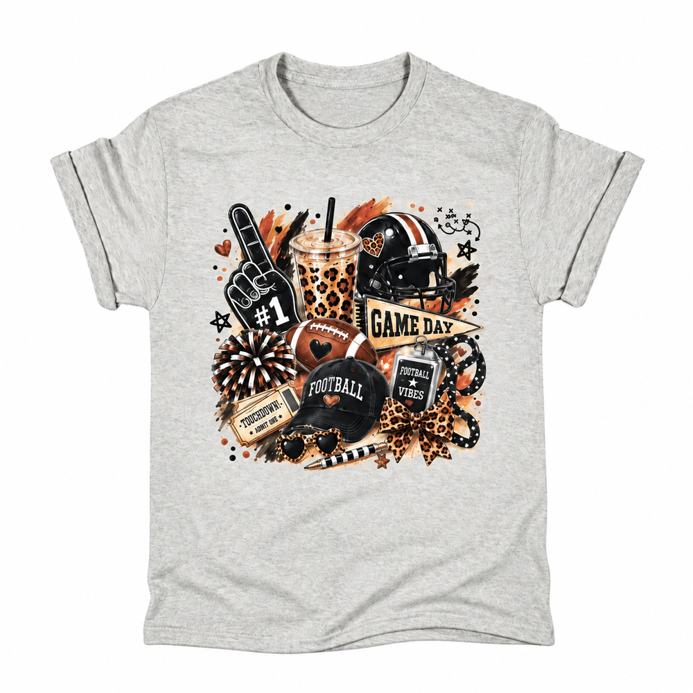 Game Day Football Vibes Graphic Tee enlarged on white background