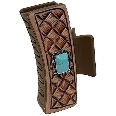 Gemstone Braid Print Leather Hair Claw Clips - LECCE