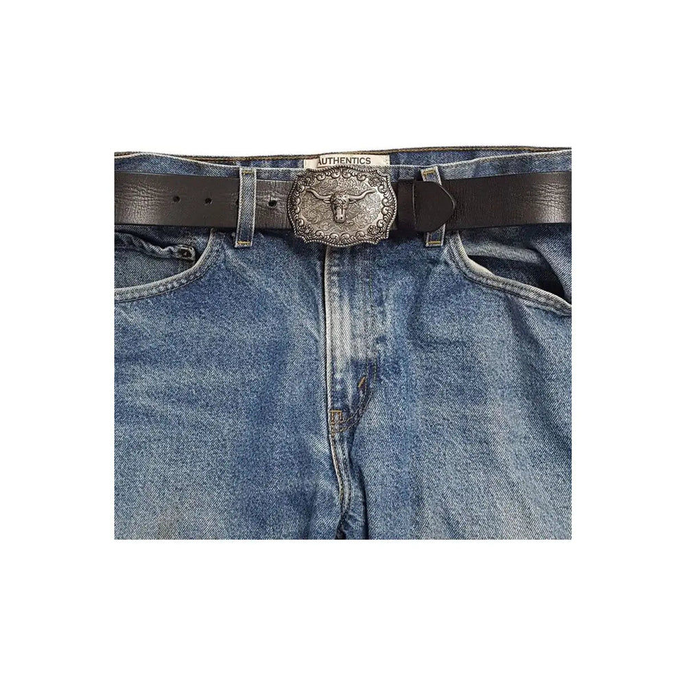 Genuine Leather belt with Antique Silver Buckle - LECCE