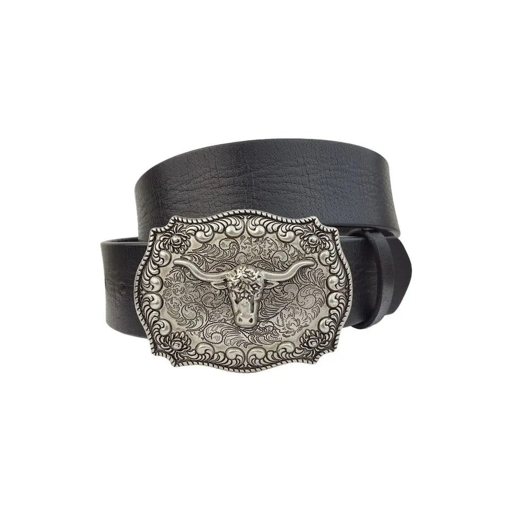 Genuine Leather belt with Antique Silver Buckle - LECCE