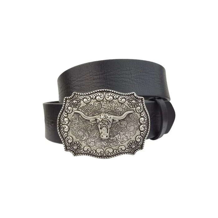 Genuine Leather belt with Antique Silver Buckle - LECCE