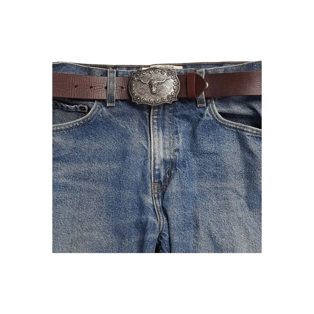 Genuine Leather belt with Antique Silver Buckle - LECCE