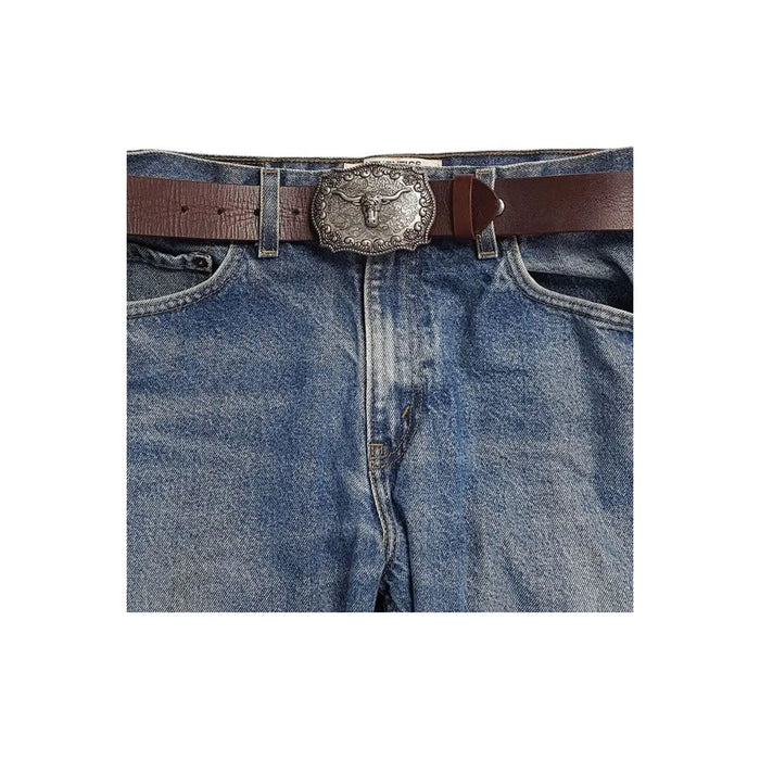 Genuine Leather belt with Antique Silver Buckle - LECCE