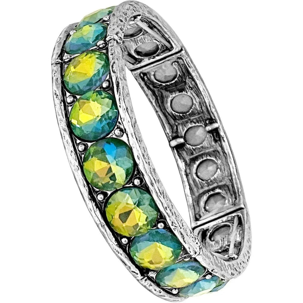 Glass Crystal Stone Pave Bar Stretch Bracelet - LECCE