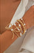 Gold Bow Knot Pearl Beaded Multi Layered Bracelet Set - LECCE