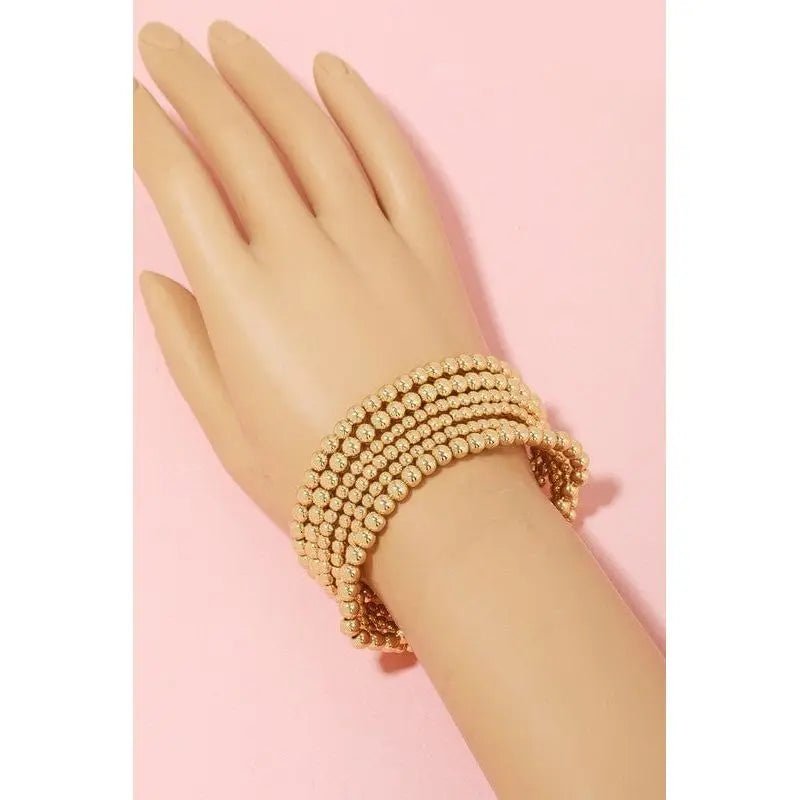 Gold Dipped Ball Bead Bracelet Set - LECCE