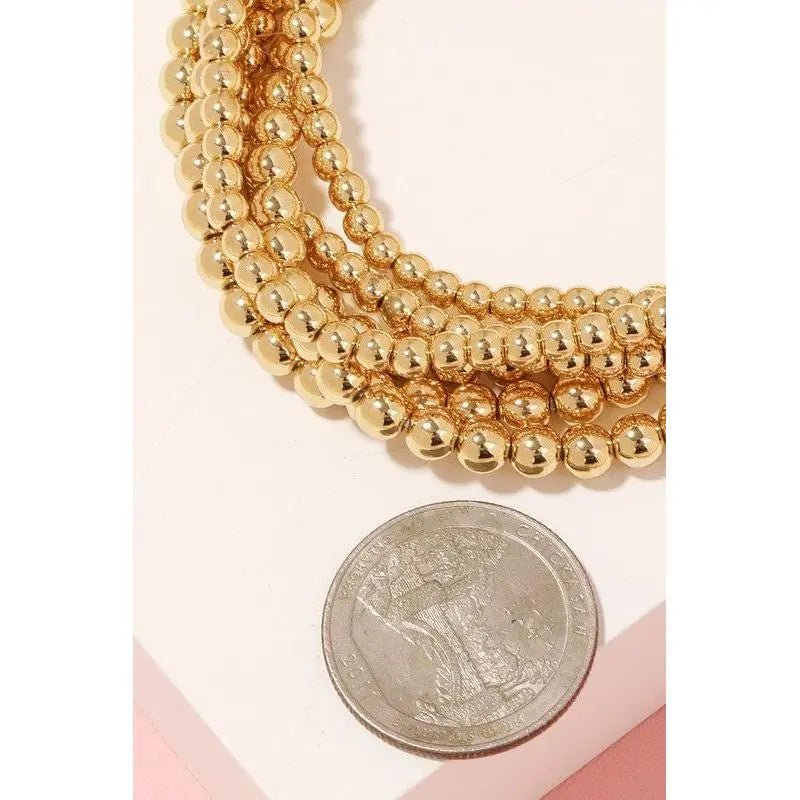 Gold Dipped Ball Bead Bracelet Set - LECCE