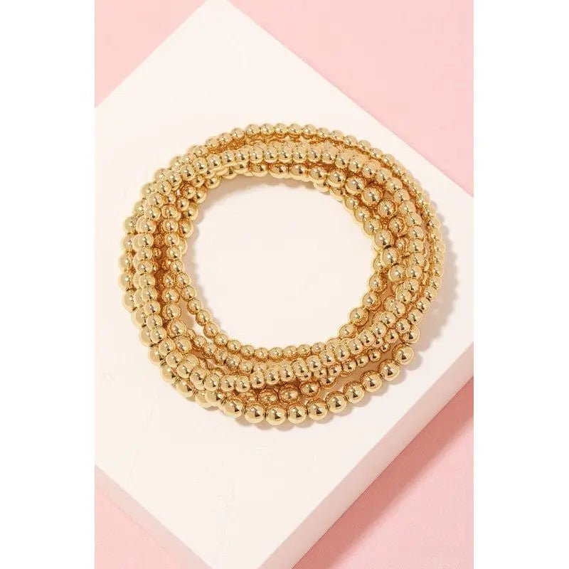 Gold Dipped Ball Bead Bracelet Set - LECCE