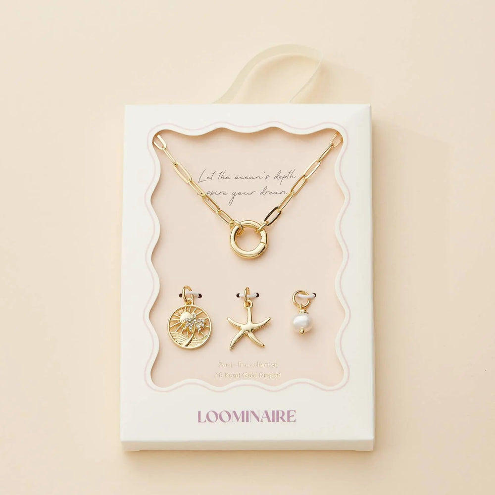 Gold Dipped Starfish Charm Necklace with Pearl Accent - LECCE