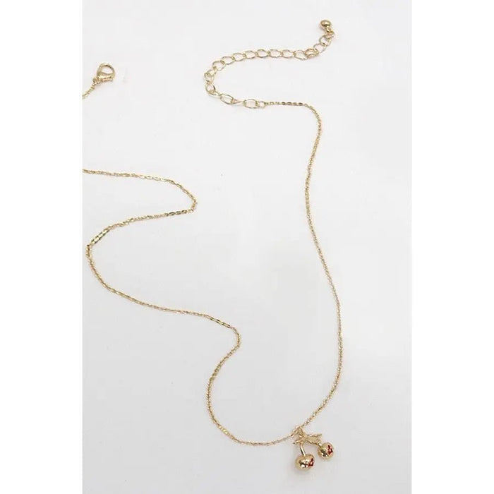 Gold Mini Cherry Charm Necklace - LECCE