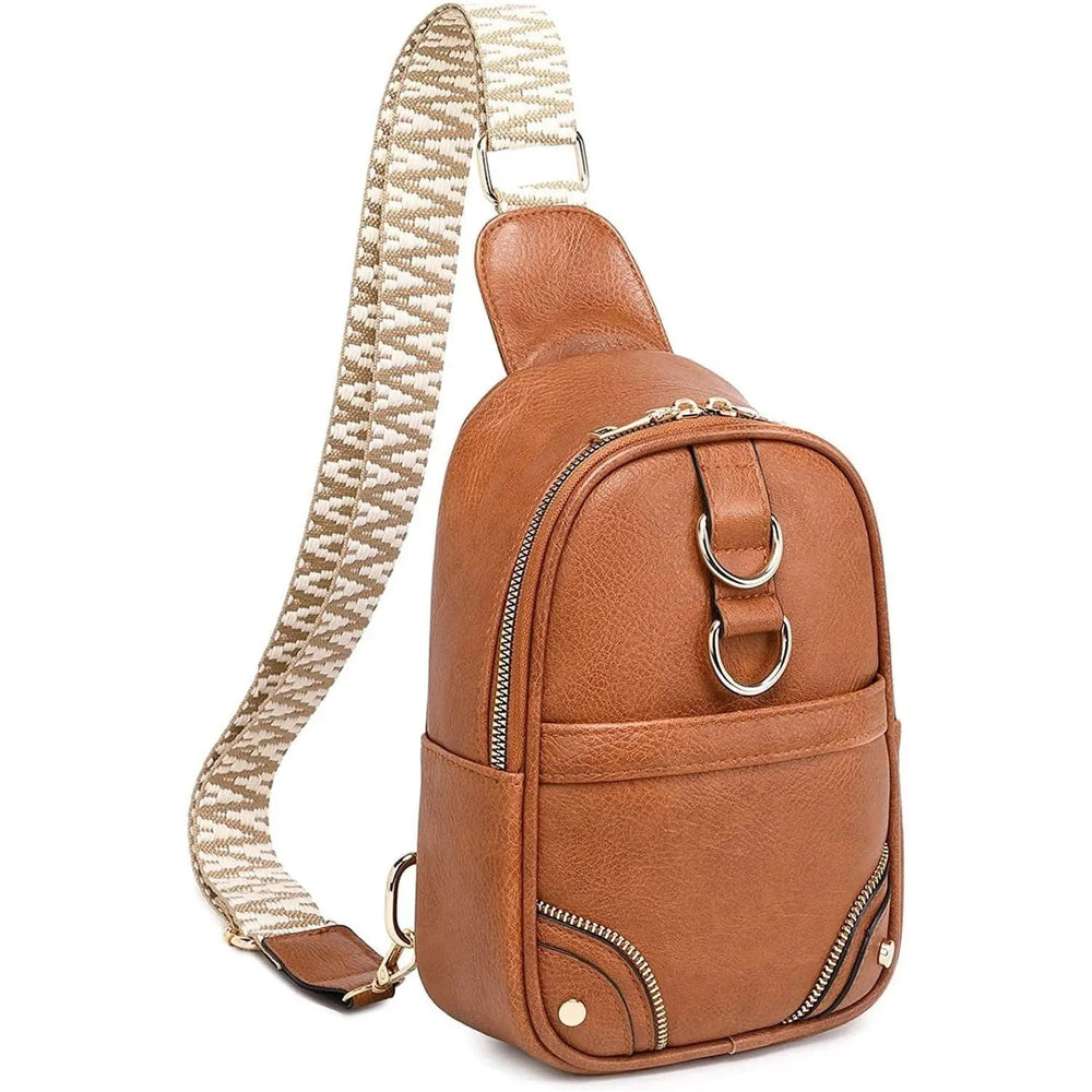 Gold Ring Zipper Sling Fanny Travel Crossbody Bag - LECCE