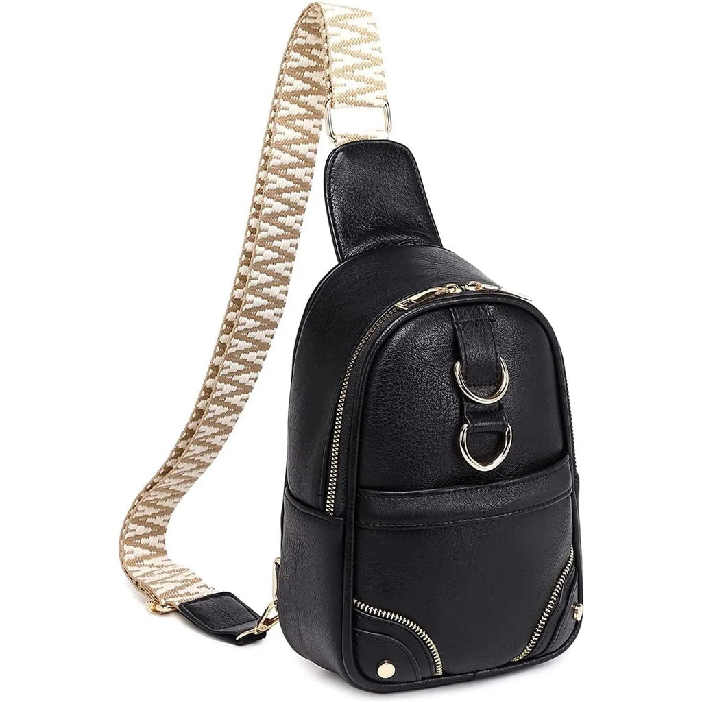 Bolso bandolera de viaje Fanny con cremallera y anillo dorado