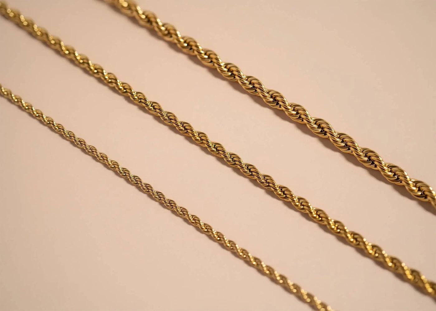 Gold Rope Chain Necklace Stainless Steel - LECCE