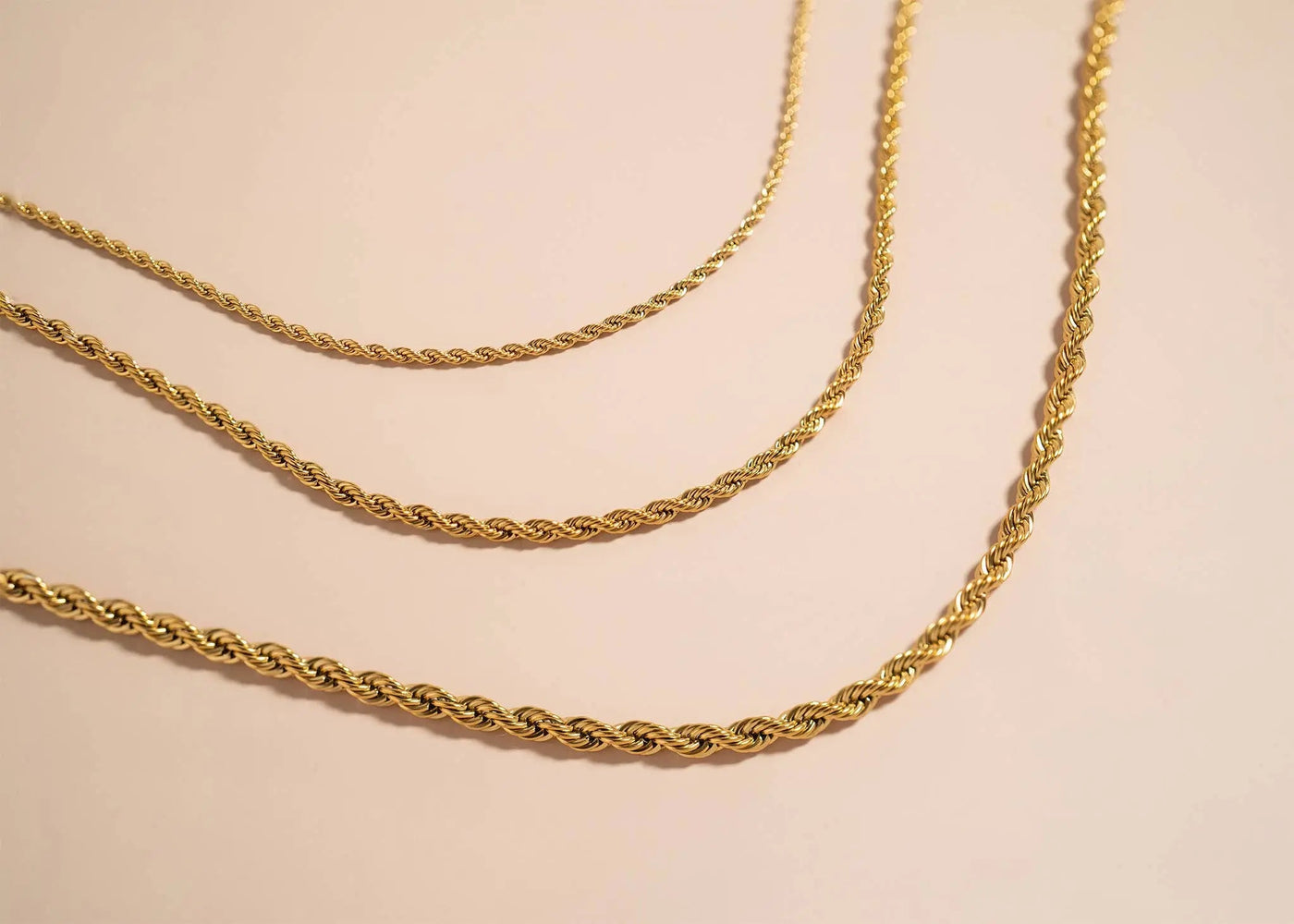 Gold Rope Chain Necklace Stainless Steel - LECCE
