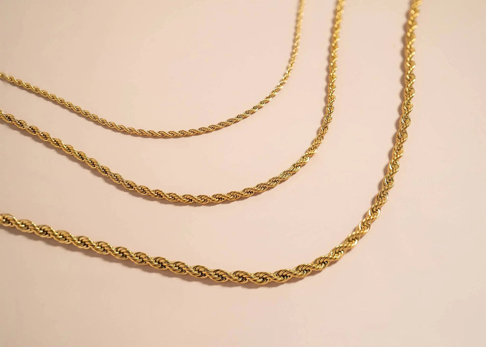Gold Rope Chain Necklace Stainless Steel - LECCE