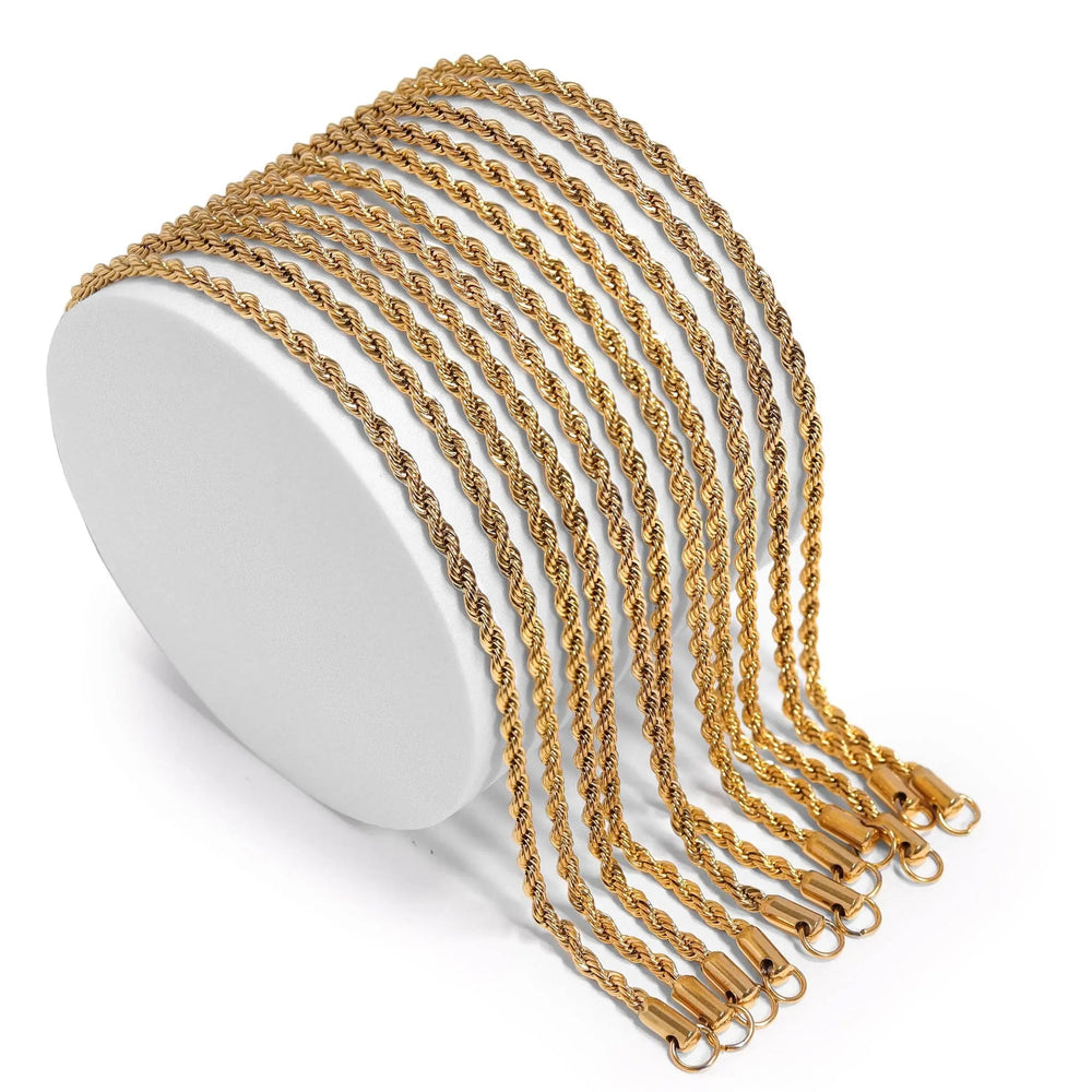 Gold Rope Chain Necklace Stainless Steel - LECCE