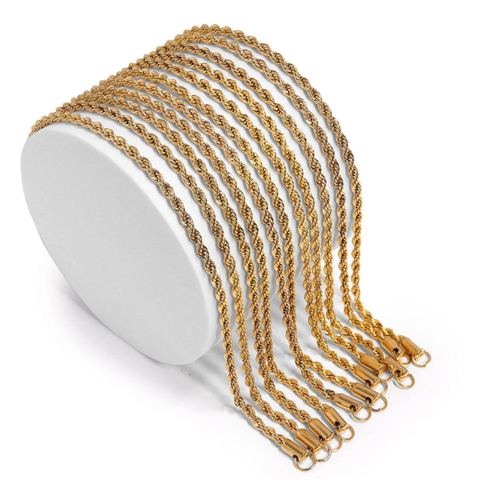 Gold Rope Chain Necklace Stainless Steel - LECCE