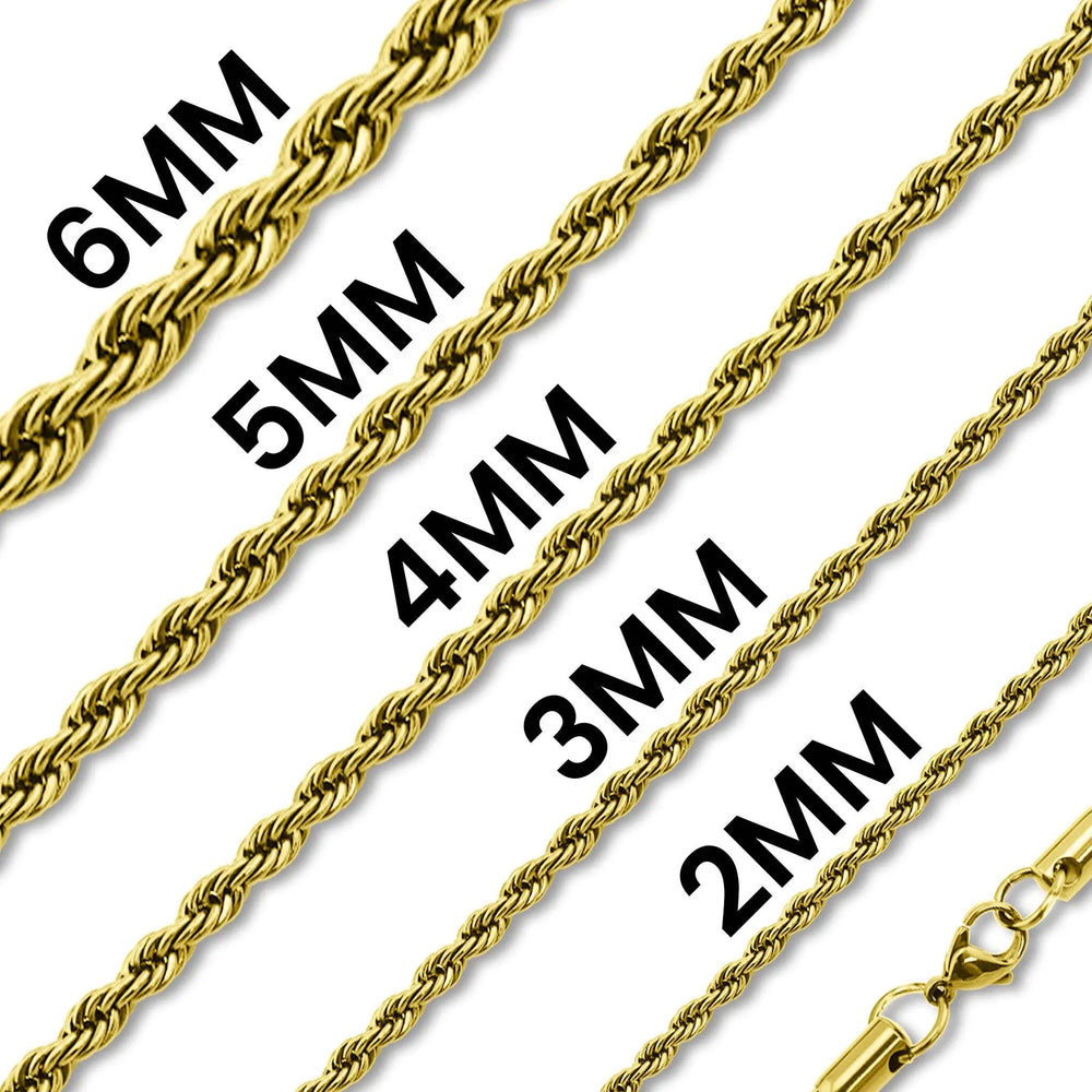 Gold Rope Chain Necklace Stainless Steel - LECCE