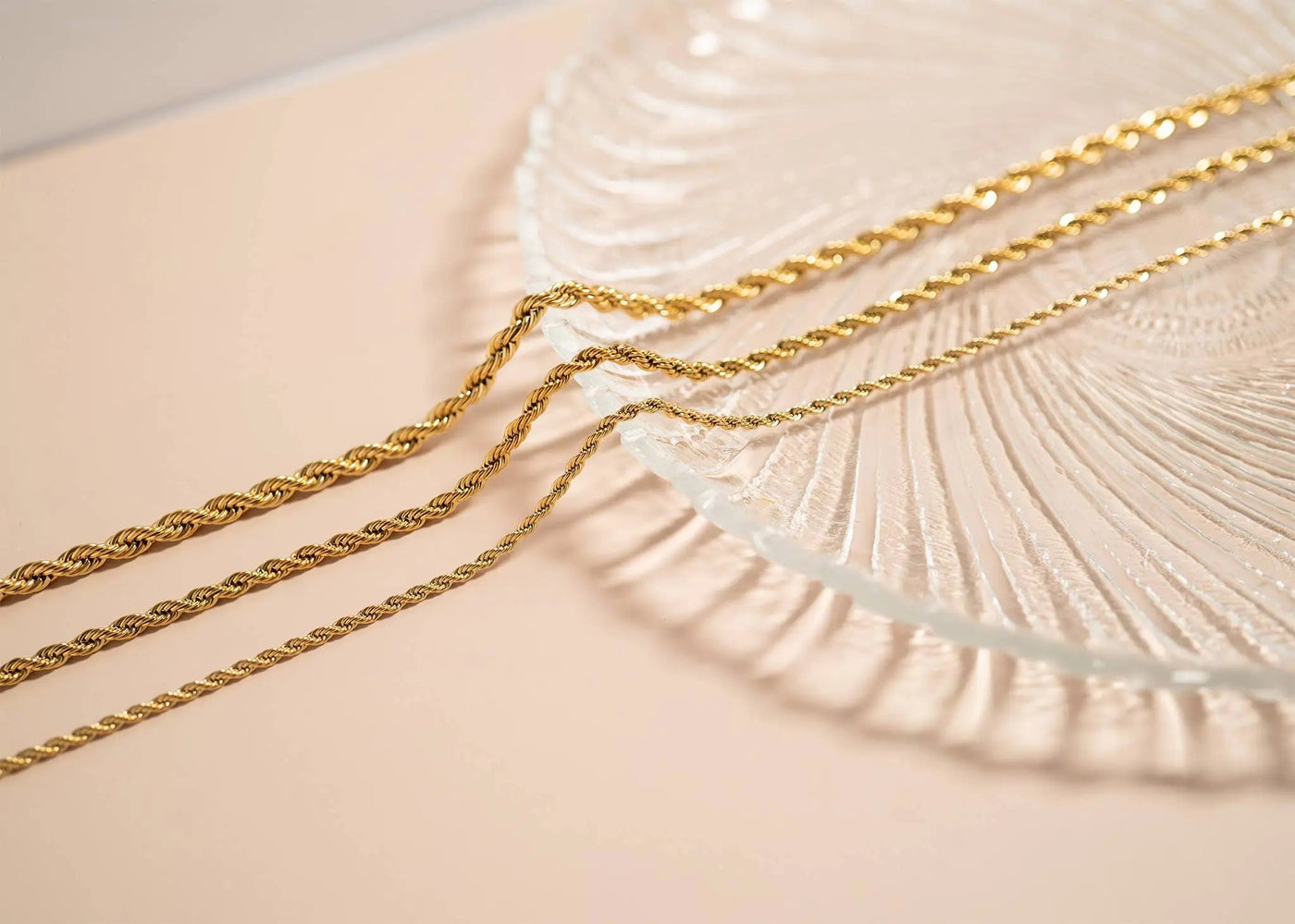 Gold Rope Chain Necklace Stainless Steel - LECCE