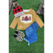 Golden, Multi - printed Christmas Treen Long Sleeve Top. - LECCE