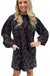 Gray Leopard Pocketed Puff Sleeve Mini Dress - LECCE