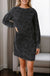 Gray Leopard Pocketed Puff Sleeve Mini Dress - LECCE
