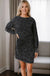 Gray Leopard Pocketed Puff Sleeve Mini Dress - LECCE