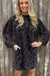 Gray Leopard Pocketed Puff Sleeve Mini Dress - LECCE