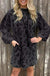 Gray Leopard Pocketed Puff Sleeve Mini Dress - LECCE