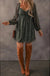 Green Floral Print Sweetheart Neck Shirred Back Mini Dress - LECCE