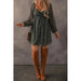 Green Floral Print Sweetheart Neck Shirred Back Mini Dress - LECCE