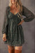 Green Floral Print Sweetheart Neck Shirred Back Mini Dress - LECCE