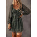 Green Floral Print Sweetheart Neck Shirred Back Mini Dress - LECCE