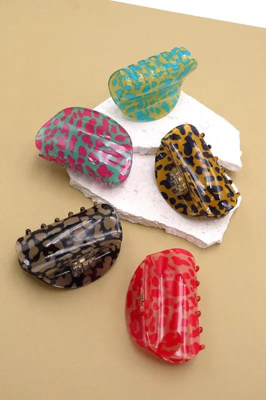 Half Moon Animal Print Hair Claw Clips