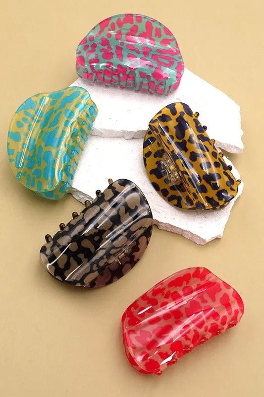 Half Moon Animal Print Hair Claw Clips
