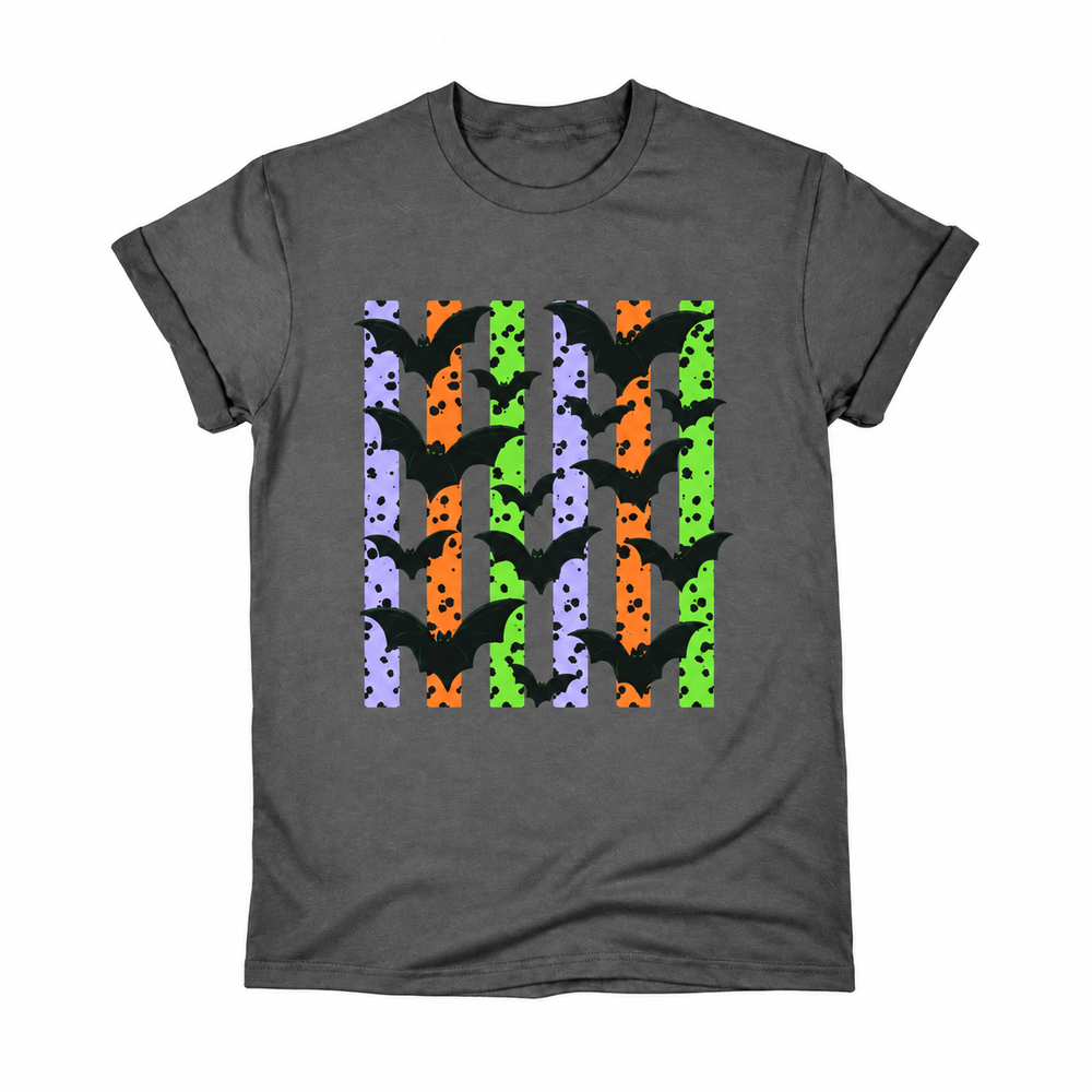 Halloween Bats Graphic Tee enlarged on white background