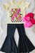 Halloween cream top black dots pant 2pc girls set - LECCE