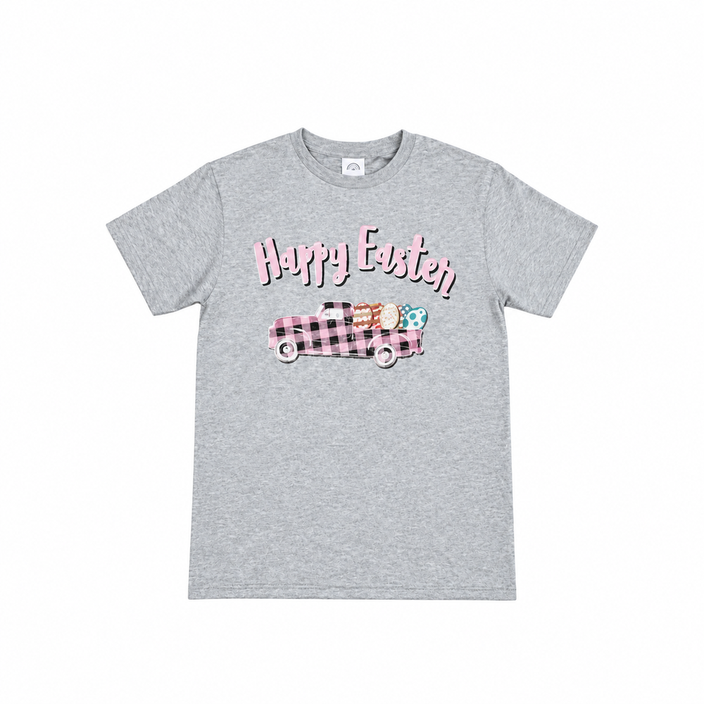 Happy Easter T-shirt centered smaller on pure white background