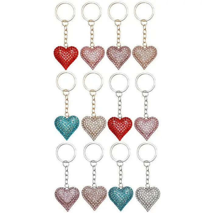 Heart Bling Rhinestone Embellished Metal Key Chain - LECCE