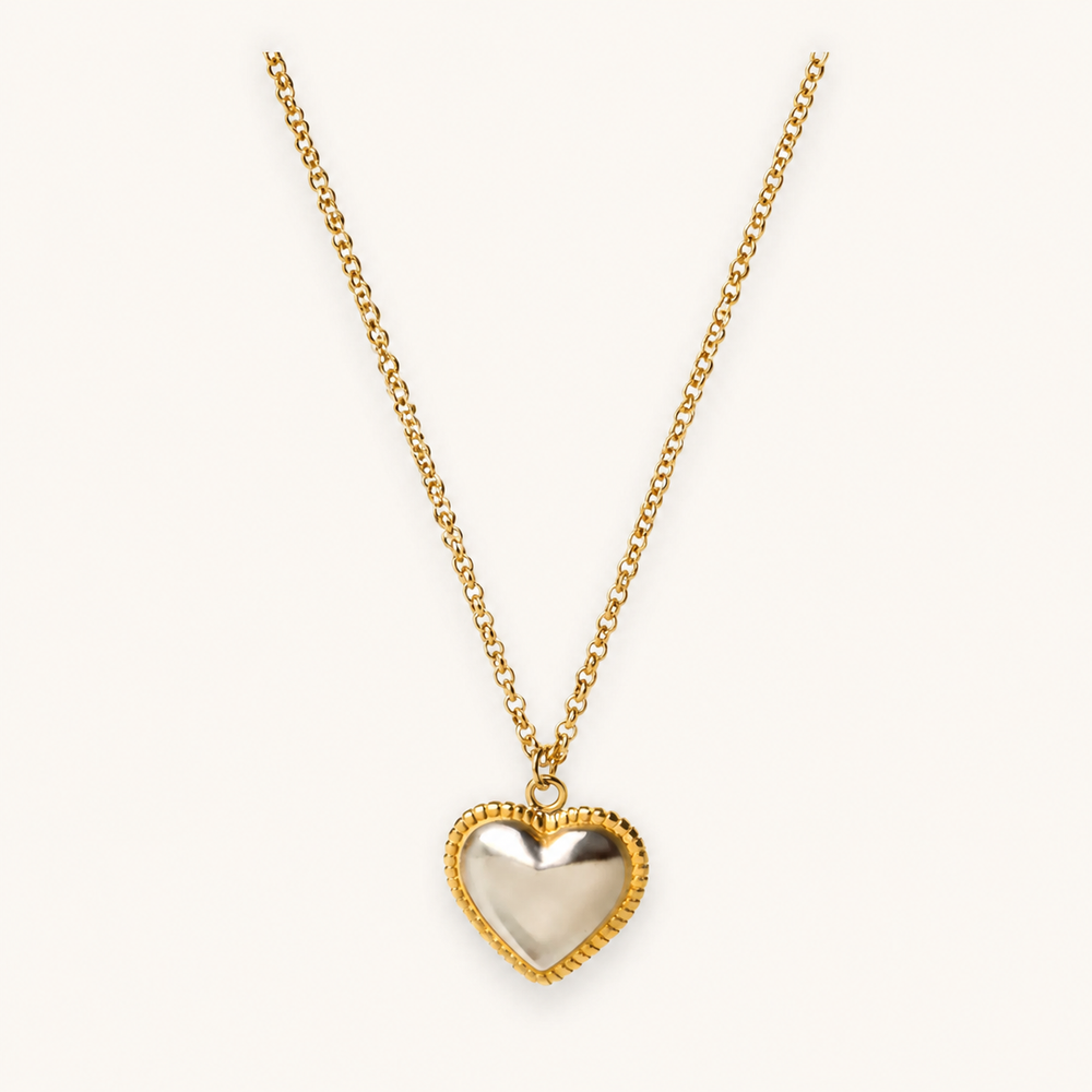 18K Stainless Steel Heart Necklace on soft-white background
