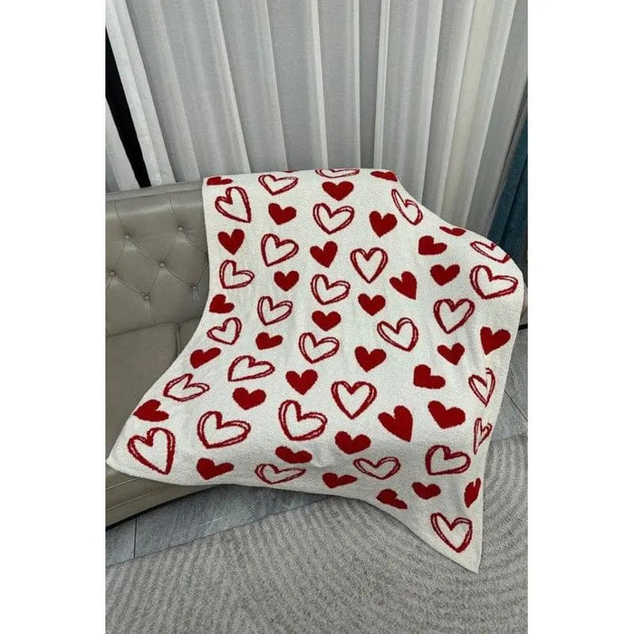 Heart Patterned Reversible Throw Blanket - LECCE